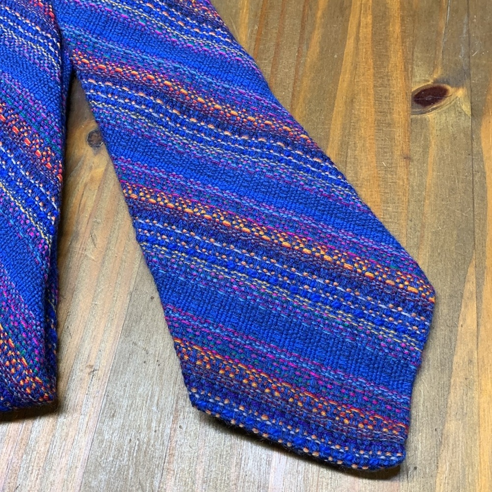 EUC Antique Madawaska Weavers Rainbow Handwoven Wool Tie